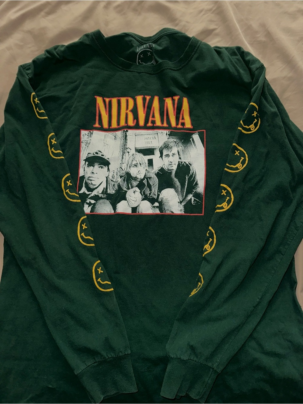 Nirvana Dark Green Long-Sleeve Band Sweater